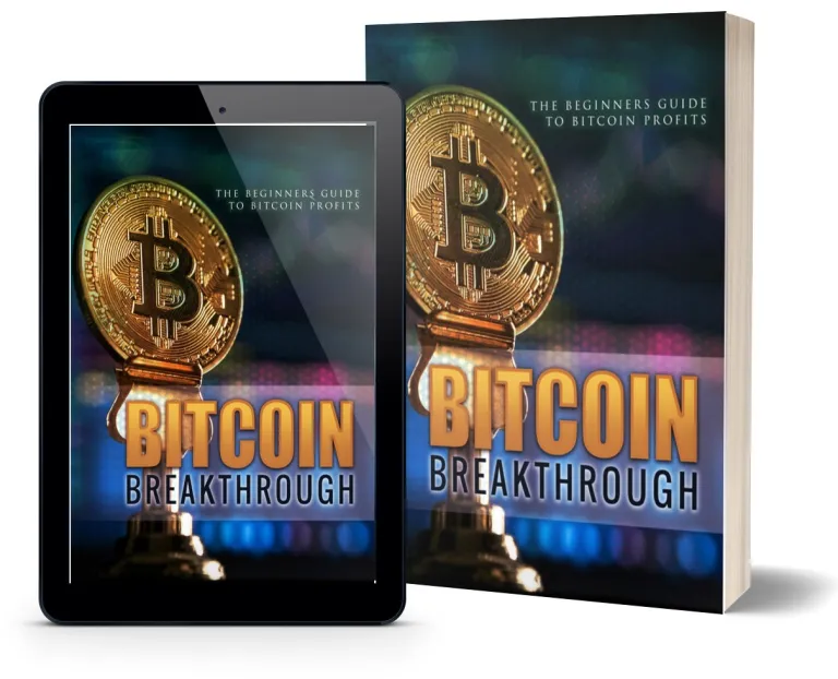 An iPad and a real book with text that says Bitcoin Breakthrough