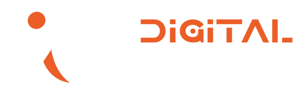 This is the logo and shows a happy person with white and orange colors and text says Get Digital Success with same colors